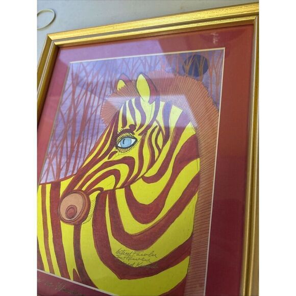 Signed Framed Betsey Fowler Zebra Safari Print: Handsome Is As Handsome Does - Picture 7 of 8